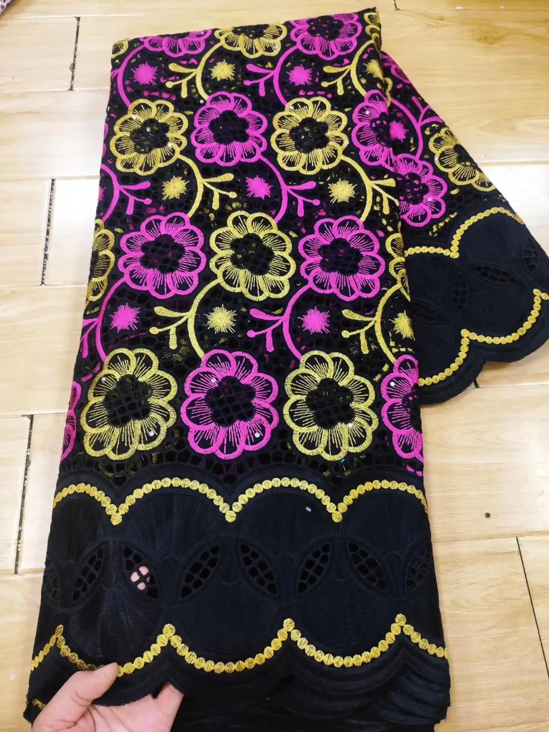 Новинка фиолетовый Дубай 100% хлопок Африканское кружево 2019 Высококачественная