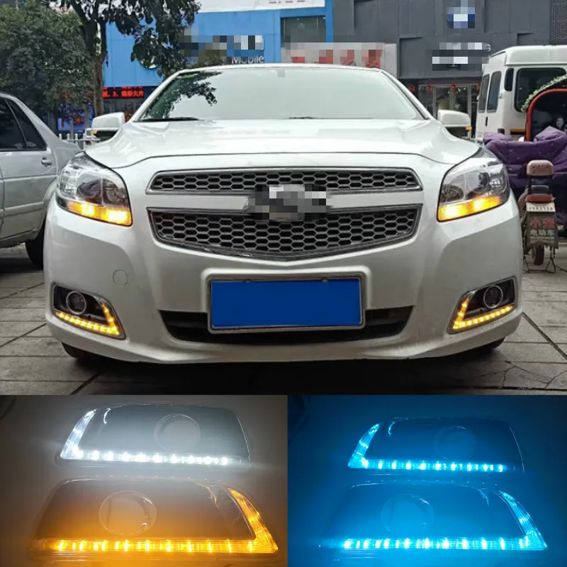 1set LED DRL Daytime Running Light yellow turn lamp Relay Daylight For Chevrolet Chevy Malibu 2011 2012 2013 2015