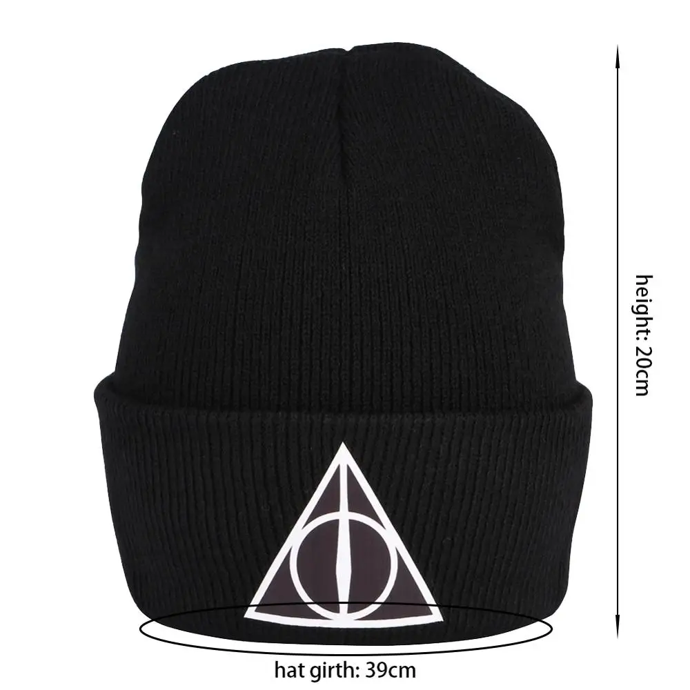 Черная Шапка-бини волшебная фантазия и Дары смерти вязаные шапки для женщин