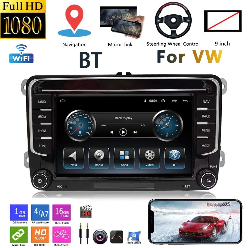 

Автомобильный MP5-плеер 7 дюймов, Android 10,1, 1 + 16 ГБ, FM, AM, стерео, радио, Mirror Link, GPS-навигация для VW Passat B6 B7 Golf, для Seat Skoda