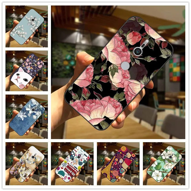 For Sony Xperia XZ2 Case 3D Blossom Emboss Silicone Cover For Sony Xperia XZ3 / XZ2 Compact / XA2 Ultra Coque Relief Bag Soft