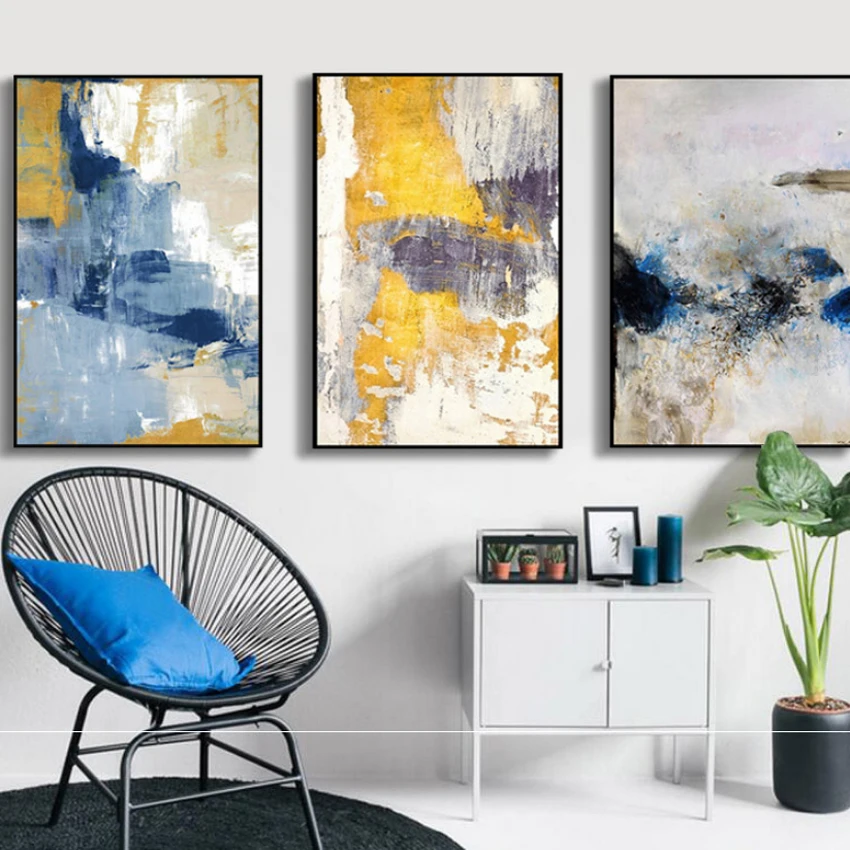 Cheap 3 pieces Modern abstract High quality Handmade oil painting on canvas wall art hanging picture for living room bedroom |