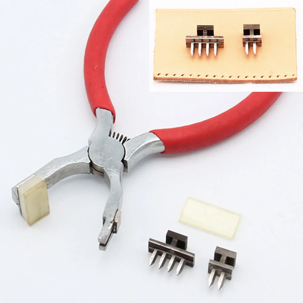 Teeth 2 lingzhan Кожаные инструменты для рукоделия, ручные бесшумные плоскогубцы, Алмазное шитье, долото, прокалывающее железо, 4 мм, расстояние 2/4 зубьев - Цвет: Teeth 2 lingzhan