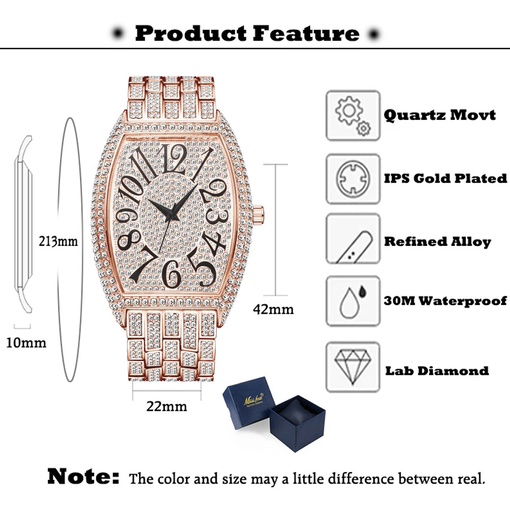 Прямая поставка 2021 полностью алмазные часы для мужчин и женщин в стиле хип-хоп сверкающие женские мужские часы розовое золото кварцевые муж... от AliExpress RU&CIS NEW