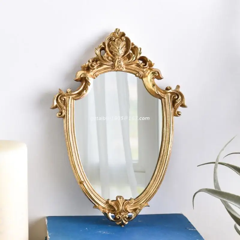 Античное декоративное настенное зеркало винтажное резное висячее для макияжа