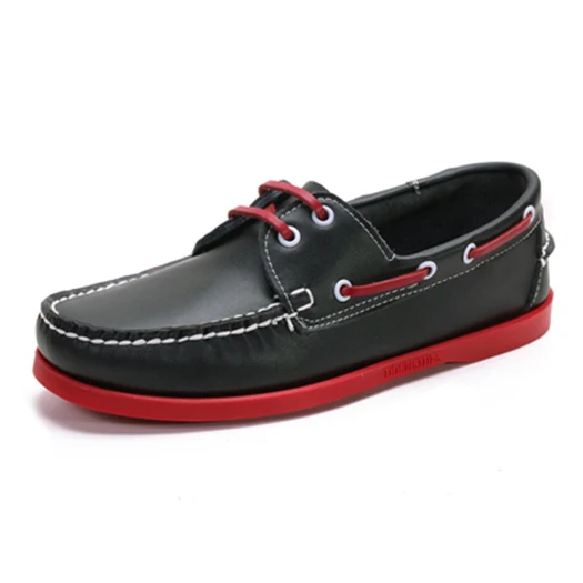 Black Red Sole Высокое качество; 46; замшевая дышащая обувь на шнуровке; большие размеры; Весенняя повседневная мужская обувь из натуральной кожи коричневого цвета; обувь для вождения в британском стиле; настоящие водонепроницаемые Мокасины - Цвет: Black Red Sole