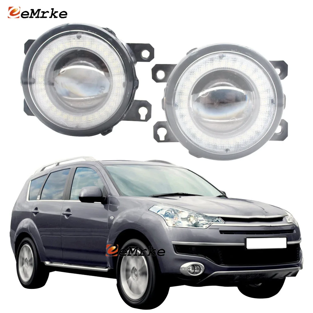 

2x Car Lens LED Fog Lights Angel Eye DRL Daytime Running Light Lamp for Citroen C-Crosser EP 2007 2008 2009 2010 2011 2012