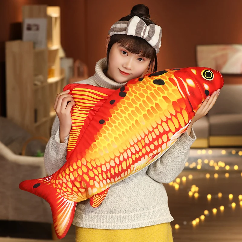 80/100cm Cute Lifelike Carp Koi Clownfish Plush Toys Stuffed Lovely Animals Pillow Fish Soft Doll For Girls Kids Birthday Gifts - купить по