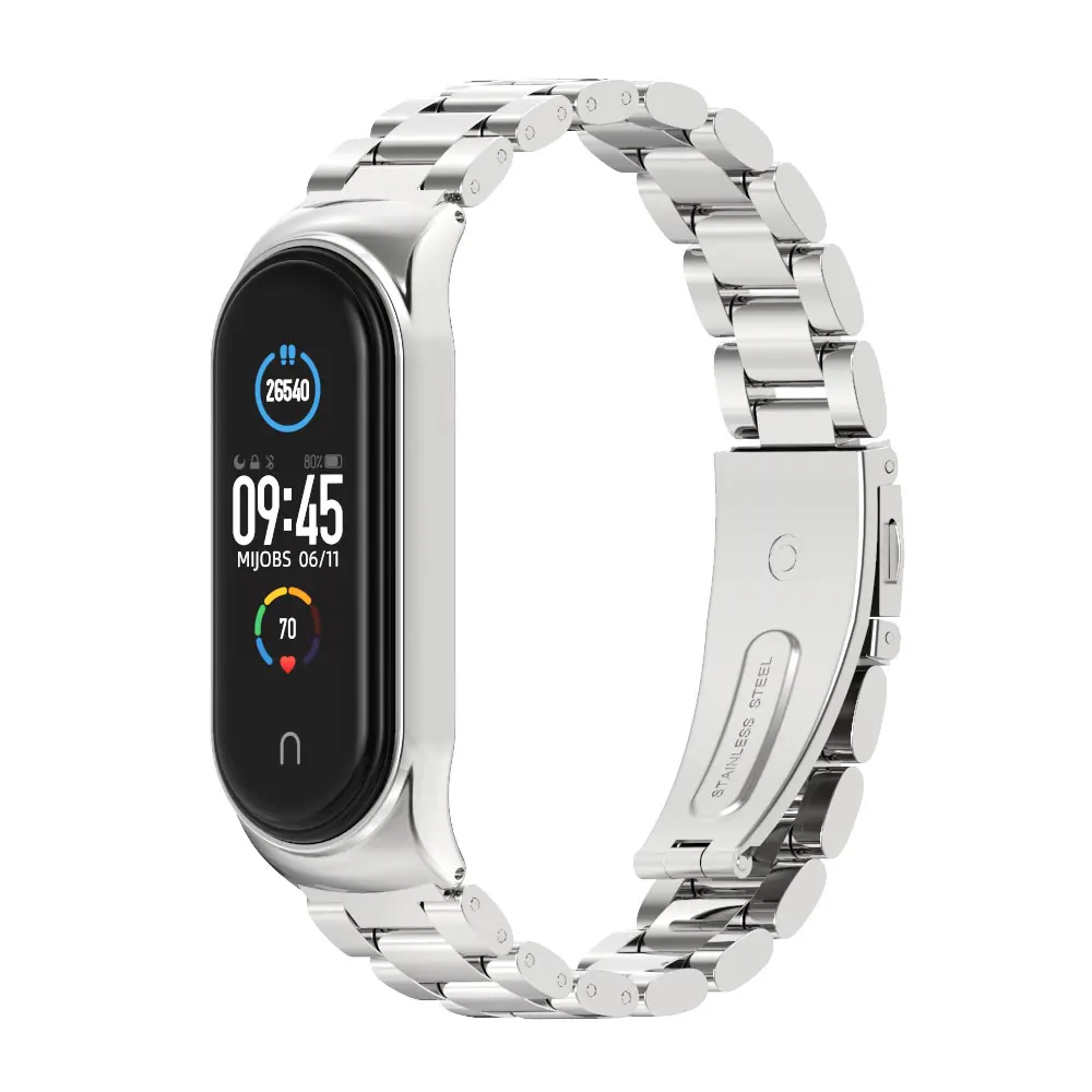 Металлический ремешок для Mi band 5 6 браслет с NFC Xiaomi Band 4 глобальный 3 стальной |