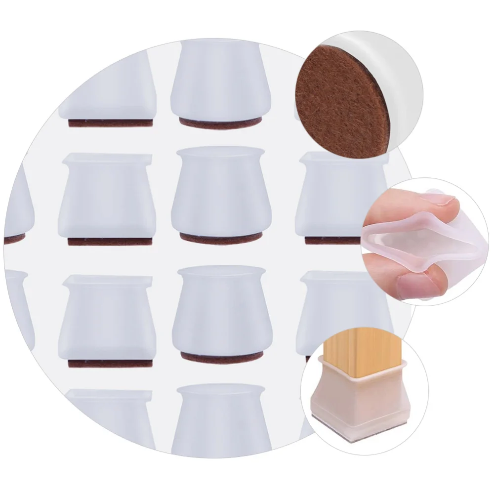 

16pcs Square Chair Leg Floor Protectors Silicone Furniture Feet Covers Leg Caps