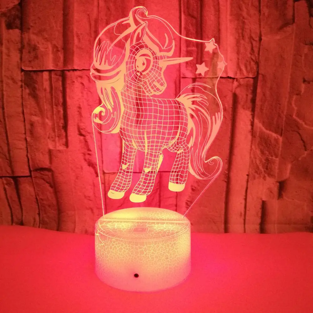 Светодиодный ночсветильник в виде единорога с сенсорным управлением 7 цветов