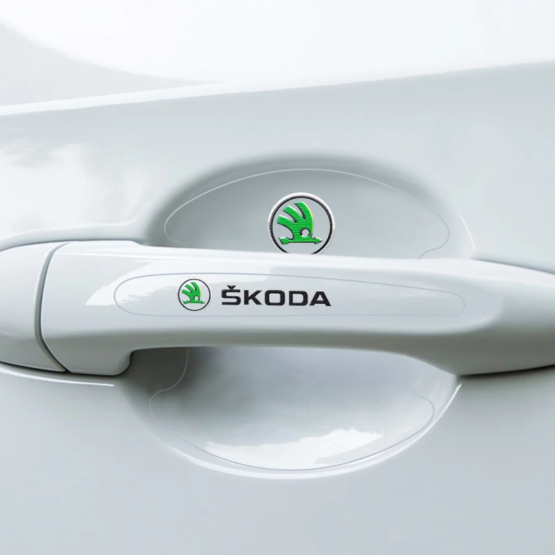 

4/8 Pcs Universal Invisible Transparent Car Door Handle Scratches Protector Films For Skoda Octavia A7 Fabia Rapid Kodiaq Superb