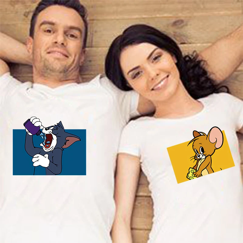 Лидер продаж милые парные костюмы двухмерная Удобная Эстетическая футболка