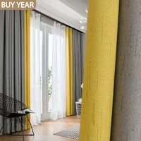 modern curtains for living dining room bedroom simple meteor cotton linen horse fabric curtains french window woven grey curtain