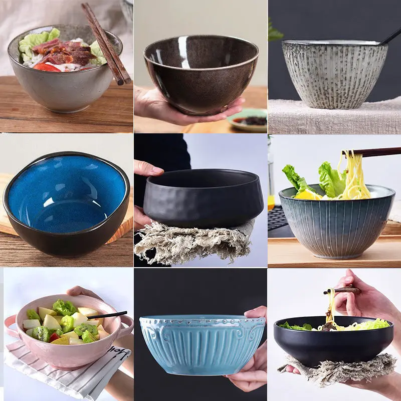 Керамическая миска в японском стиле для лапши бытовая керамическая салата