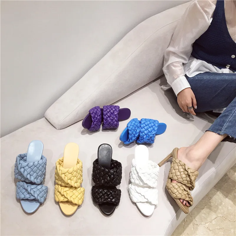 

Fold Weave Women Sandals High Heels Party Shoes Woman Open Toe Ladies Slippers sandalias de verano para mujer