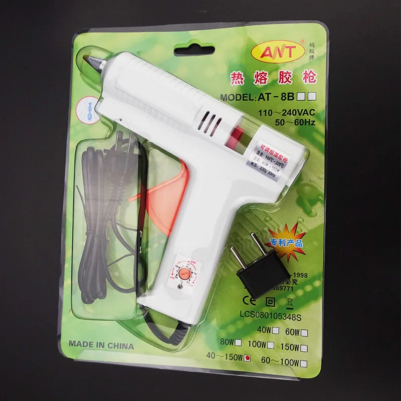 

Free Shipping 220v 40-150w Hot Melt Glue Gun Temperature Adjustable Repair Kit Tools with 5 Pcs Glue Sticks Home DIY Aluminium