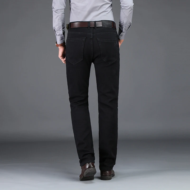 Large Size 40 42 Men's Black Jeans New Cotton Elastic Straight Trouser Male Fashion Business Denim Pants Brand Clothing | Мужская