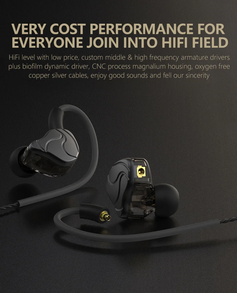 SHUOER S10 1DD+ 2BA гибридные наушники в ухо HIFI DJ монитор для бега спортивные наушники ушные наушники гарнитура со съемным кабелем