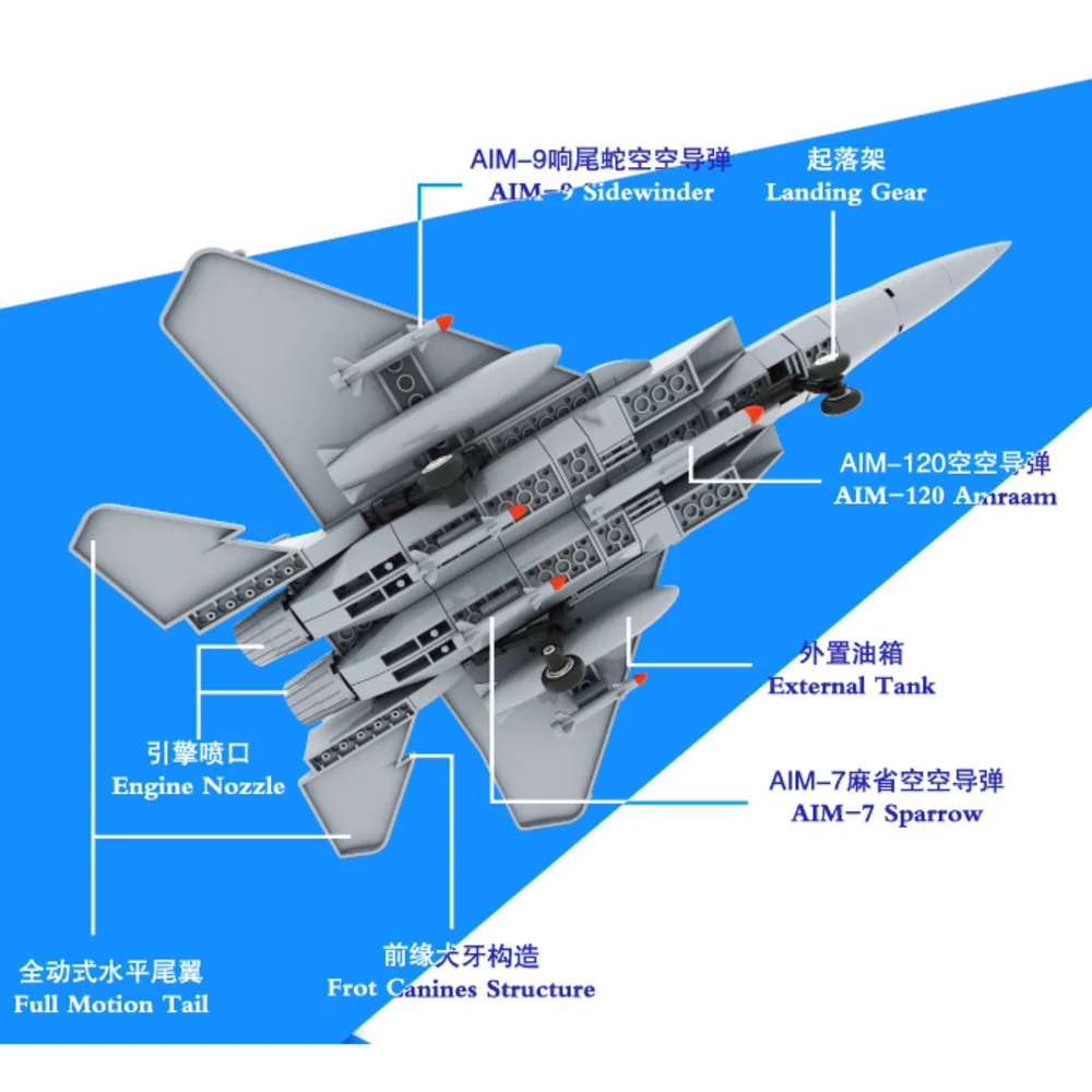 

270pcs J-15 Eagle Fighter Morden Army Warcraft Military Warplane Plane WW2 JX005 Set DIY 3D Models Building Blocks Toys For Boys