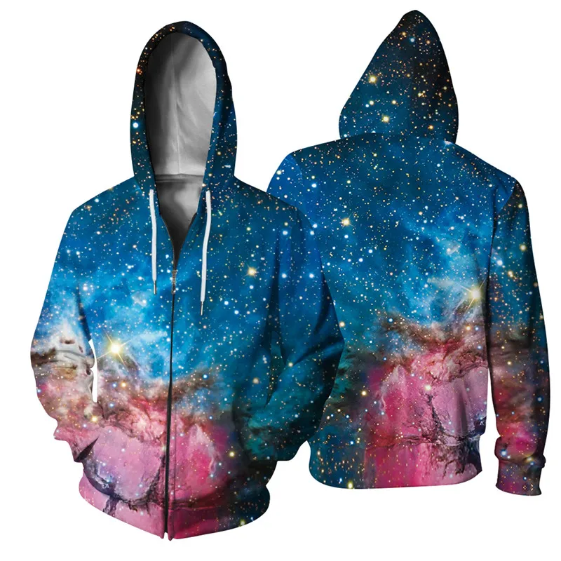 

Zipper Coats And Jackets Hooded Tracksuits Men 3D Galaxy Jacket Fashion Hoodie Male Autumn Spring Outerwear Coat Size S-3XL