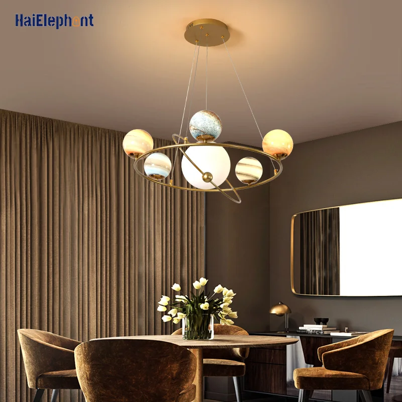 Creative Planet LED Chandeliers For Study Living Room Lobby Bedroom Children's Deco Pendant Lamps Balls Random Combination | Лампы и