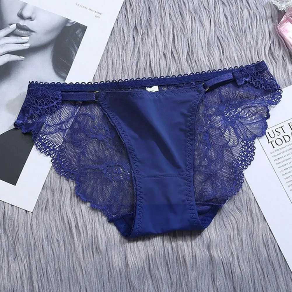 

Women's Sexy Lace Panties Briefs Low-waist Transparent Majtki Ice Breathable Underwear Damskie Underpants Silk Seamless M0r4