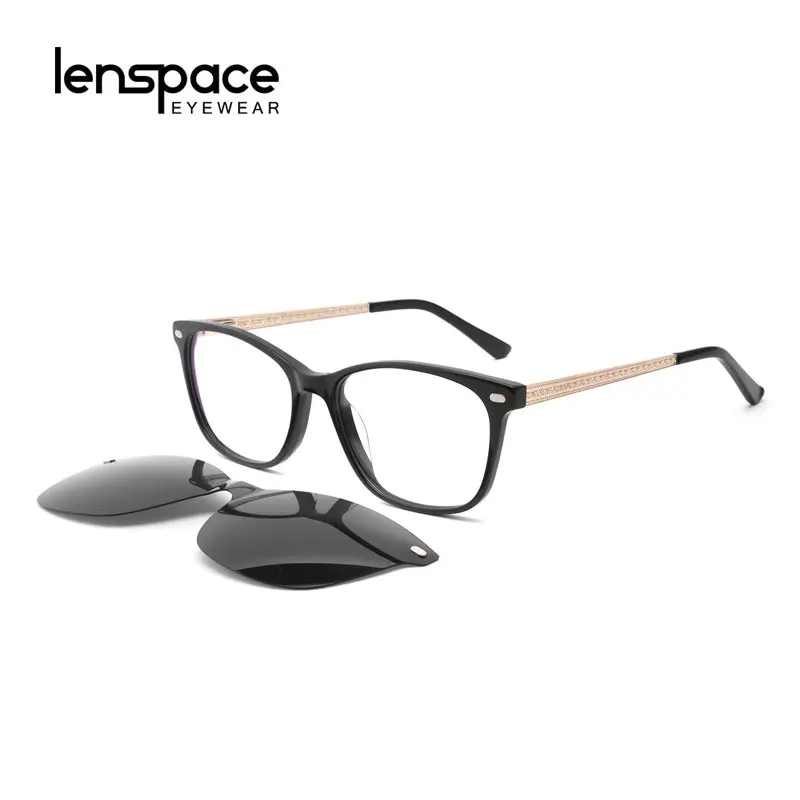 

Солнцезащитные очки женские Lenspace, квадратные поляризационные очки с магнитной застежкой, из сплава, ацетатные, FG1116