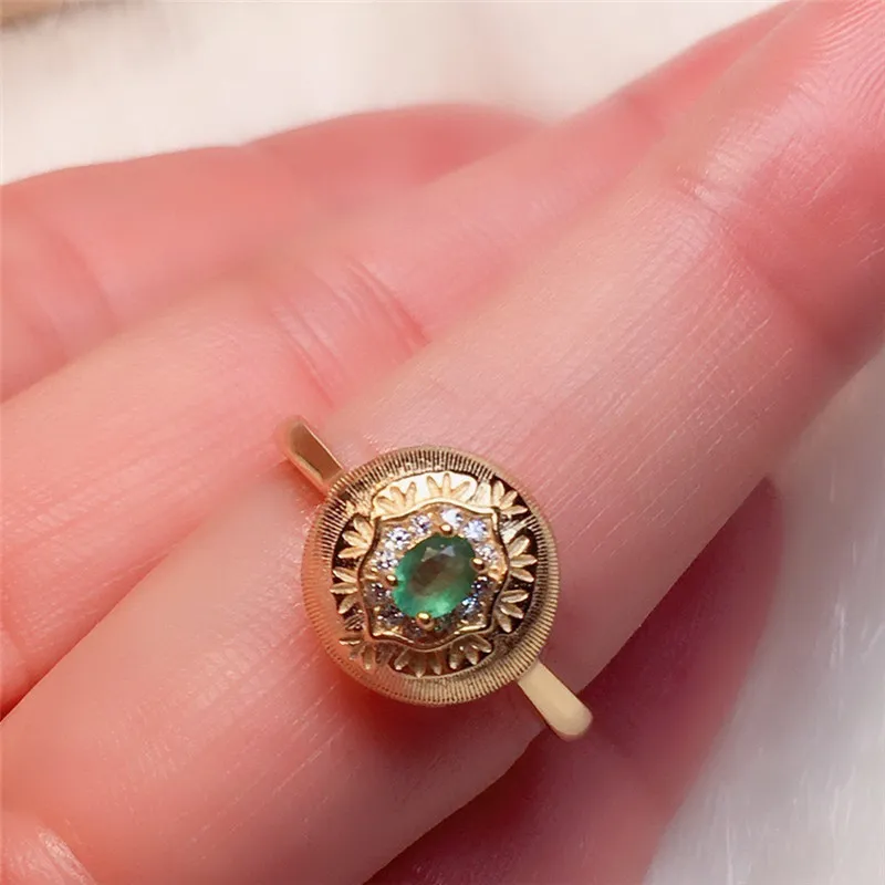 

UBESTNICE 925 Sterling Silver High Clarify Natural Gemstone Emerald 3x4mm Resizable Rings For Women Party Gift Fine Jewelry