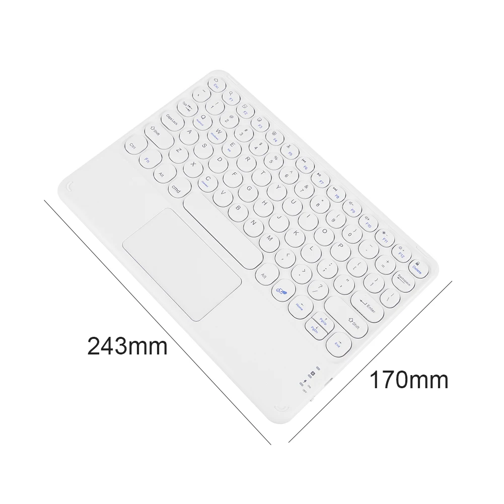 

Mini Tablet Bluetooth Keyboard with Touchpad Round Cap Slim Wireless Keyboard for iPad IOS/Android/Windows Phone Tablet PC