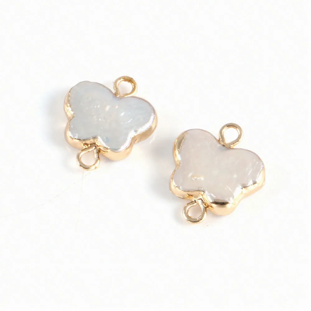 Натуральная подвеска неправильной формы оболочки жемчужные Соединитель с двумя