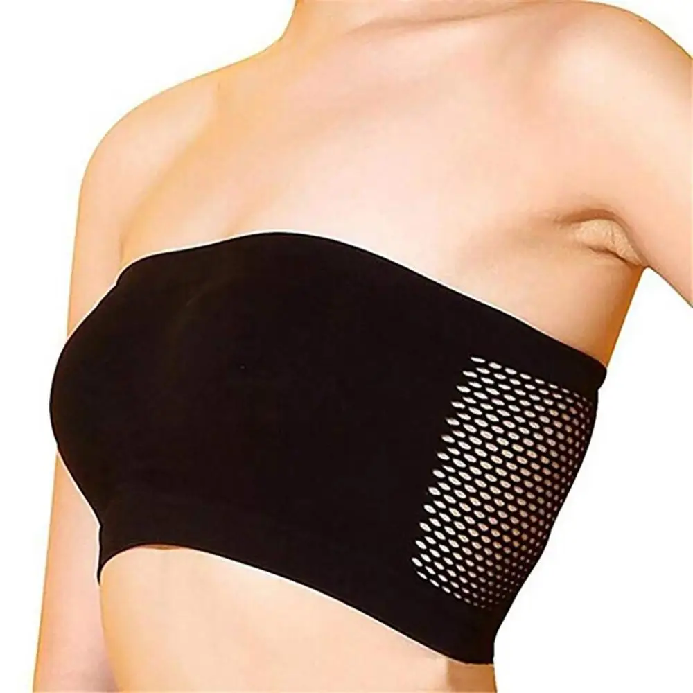 

Solid Color Women Breathable Strapless Hollow Back Bra Sport Tube Top Underwear