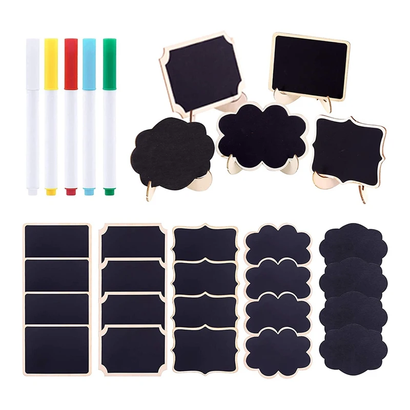 

30Pcs Mini Chalkboard Sign Food Labels for Party Buffet, Wooden Small Chalk Board Signs (5 Designs)