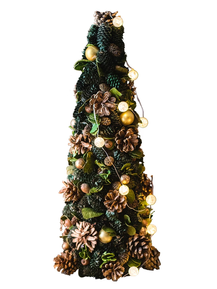 

Украшения для рождественской елки, легкие роскошные украшения для дома, небольшая натуральная сосна, конусная башня, гирлянда XINGX, подвесно...