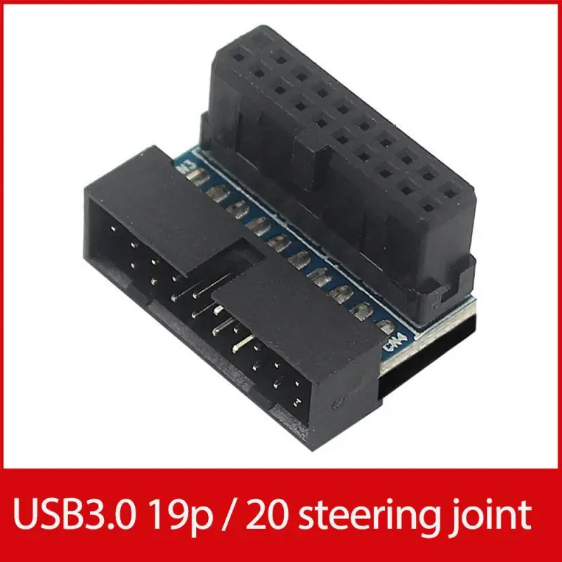 Адаптер-удлинитель штекер-гнездо 19pin USB 3.0 20pin угловой под углом 90 градусов для