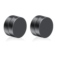 hiphop fashion jewelry 2020 round magnet metal mentitanium magnet stainless steel black magnetic clips stud earrings for men