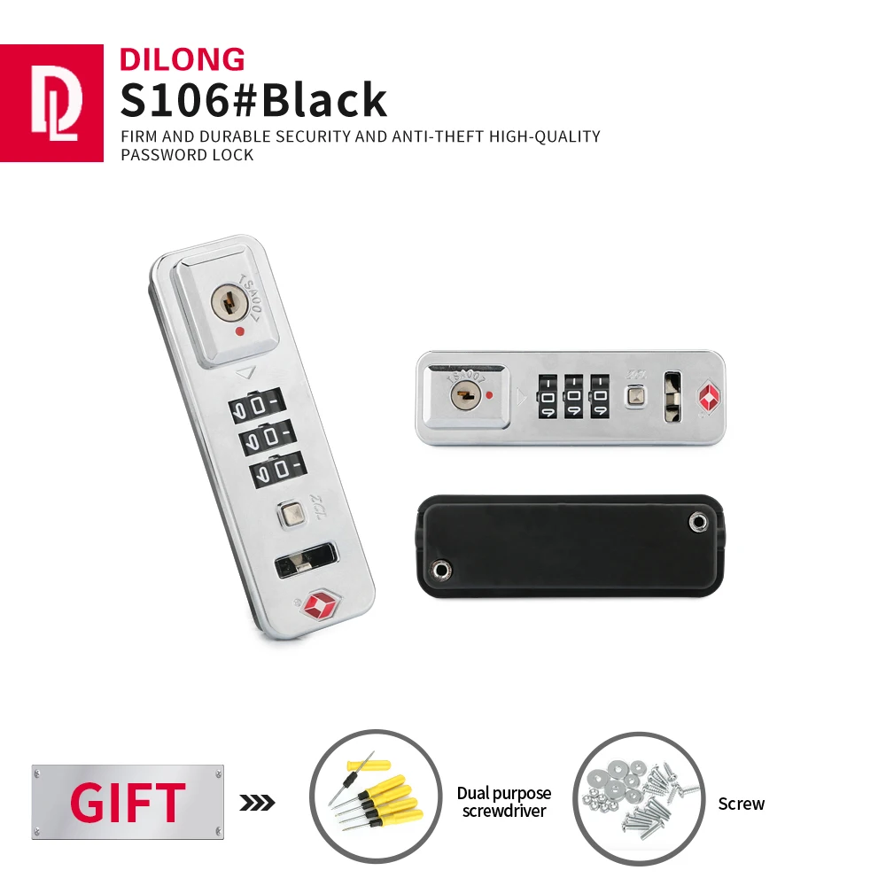 

DILONG S106 Office luggage suitcase code lock accessories password customs latch trolley case aluminum frame fixed locks