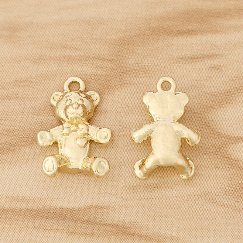

10 Pieces Gold Color Teddy Bear Charms Pendants Beads for DIY Earrings Bracelet Jewellery Making Accessories 20x14mm