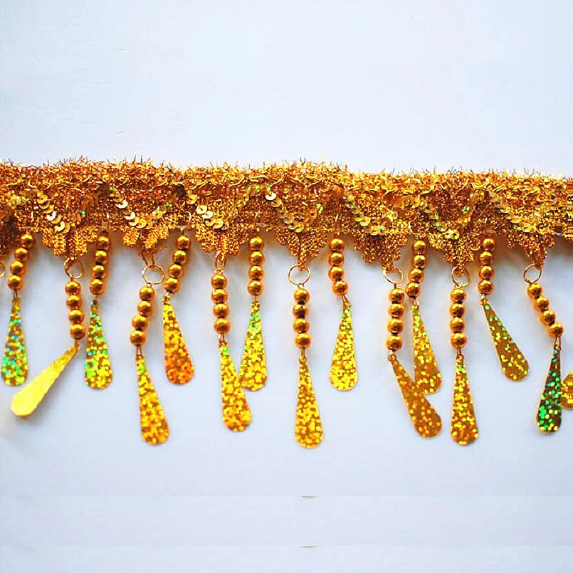 Золотые бусины бахрома кружева отделка блестки макраме лента кружевная плетеная