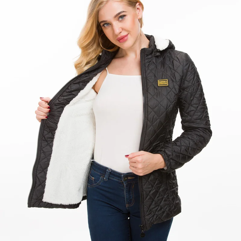 Slim Solid Hoodied Coat Fashion Ladies warm Coat Women's Casual Clothing Long sleeve zipper Autumn Winter women parkas