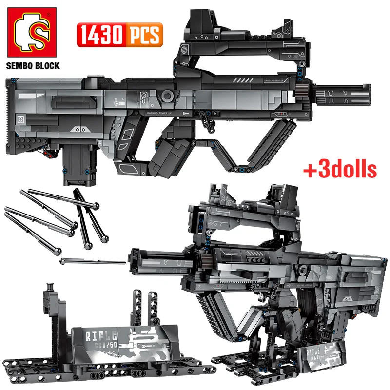 

SEMBO City Police Weapon Electric Gun Building Blocks Military WW2 Wandering Earth Assault Rifle Figures Bricks Toy For Children