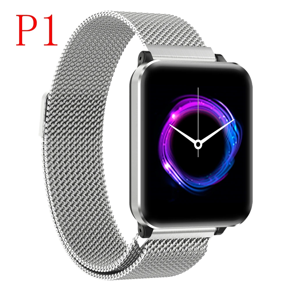 P1 silver steel Y6 Pro/P1 фитнес-трекер, Смарт-часы для мужчин и женщин, модные Смарт-часы HR, кровяное давление, пульсометр, музыка, погода, умные часы - Цвет: P1 silver steel