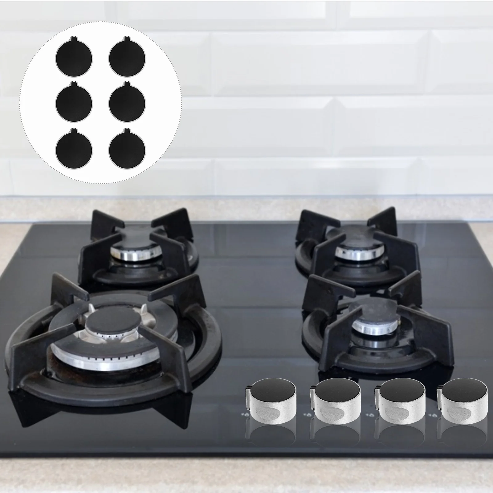 

6 Pcs Stainless Steel Gas Stove Knobs Universal Gas Cooker stove Control Switch