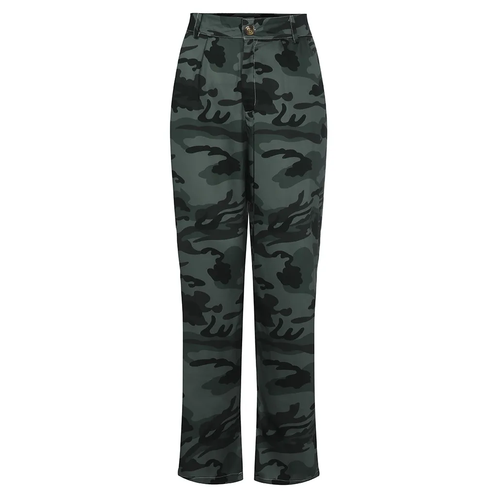 Женские свободные брюки размера плюс с камуфляжным принтом, пуговицами, карманами на молнии, новые модные женские повседневные штаны в стиле хип-хоп z0909