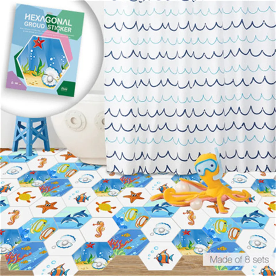 

Underwater World Starfish Tortoise Wall Mural DIY Adhesive Waterproof Floor Sticker Kindergarten Kids Room Bedroom Decor Decals