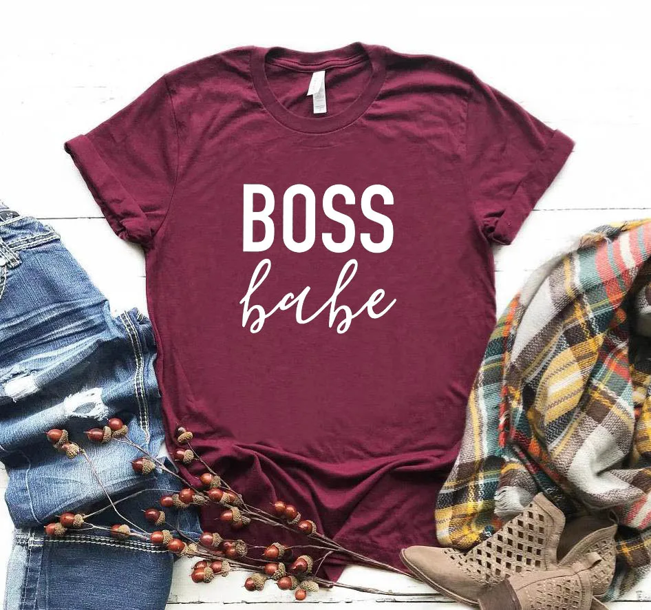 Хипстерская женская футболка с принтом Tumblr Boss Lady буквы Baby Повседневная забавная