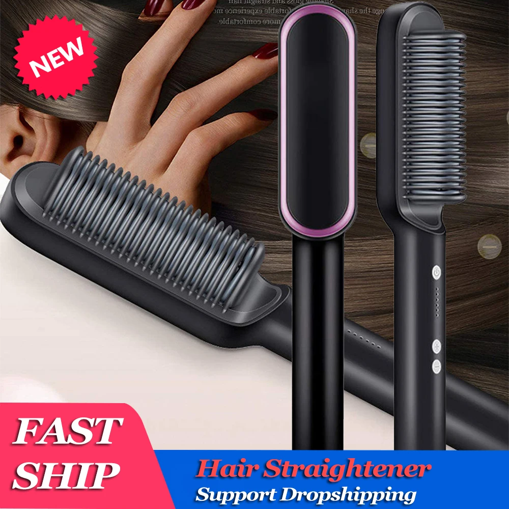 

Multifunctional Professional Hair Straightener Tourmaline Ceramic Hair Curler Brush Hair Comb Straighteners Curling Hair Iron
