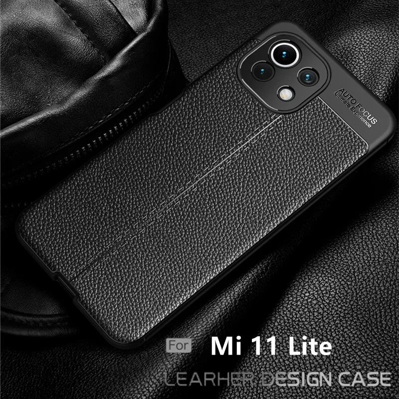 For Cover Xiaomi Mi 11 Lite Case For Mi 11 Lite Capas Phone Coque Shockproof Bumper Soft TPU Leather For Mi 11 Lite Cover 6.55