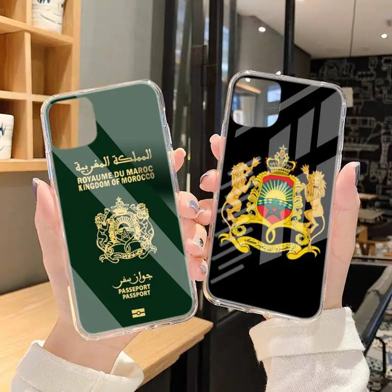 

Morocco Flag Coat Of Arms Symbol Phone Case Transparent Case For Iphone 6 6s 7 8 Plus XR X XS 11 12 Pro Max