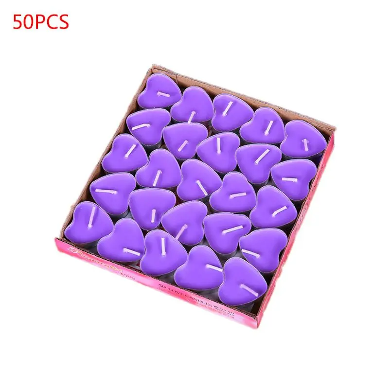 

50Pcs/box Love Heart Tealight Candles Smokeless Candle Valentine Proposal Gift
